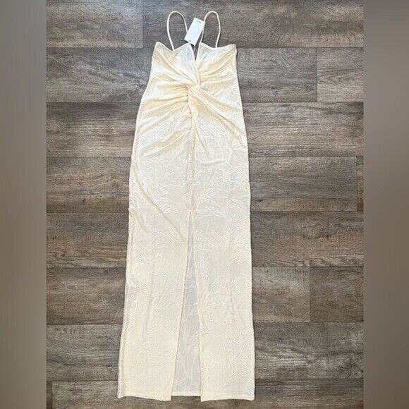 MANGO Blogger Fave Fitted Maxi Dress NWT | Ecru Knot Front - Picture 15 of 16